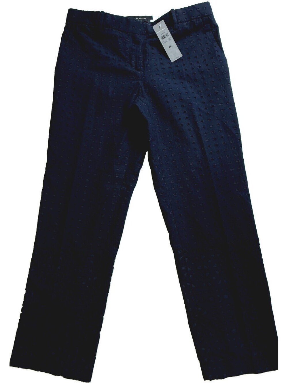 Ann Taylor Women's Eyelet Cropped Pants Size 4 NWT Navy Blue High Rise Lined
